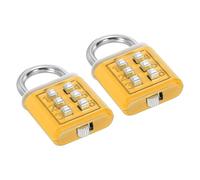 PATIKIL 6 Digit Button Combination Padlock, 2 Pack 3 Position Locking Mechanism Push Button Security Digital Lock for Gym Sports Locker Cabinet Toolbox, Yellow