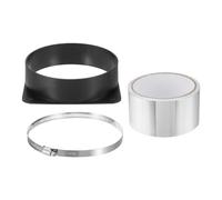 PATIKIL 6" Duct Connector Flange Set,1 Pcs ABS Dryer Vent Wall Plate Square to Round Straight Ducting Pipe with Hose Clamp Tape for Air Heating Cooling HVAC Ventilation, Black