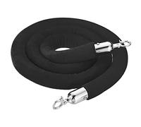 PATIKIL 6 Feet Black Velvet Stanchion Rope, Crowd Control Barrier Rope with Snap Hooks for Posts Stands Queue Divider of Hotel Theater, Silver