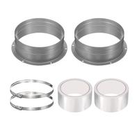 PATIKIL 6 Inch Duct Connector Flange, 2 Pack Galvanized Iron Straight Pipe Flange Dryer Vent Connector with Clamp for Air Heating Cooling Ventilation HVAC System, Silver