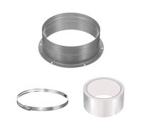 PATIKIL 6 Inch Duct Connector Flange, Galvanized Iron Straight Pipe Flange Dryer Vent Connector with Clamp for Air Heating Cooling Ventilation HVAC System, Silver