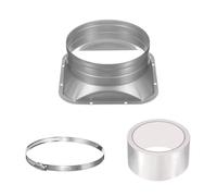 PATIKIL 6 Inch Duct Connector Flange, Galvanized Iron Straight Pipe Flange Square to Round Interface with Clamp for Air Heating Cooling Ventilation HVAC System, Silver
