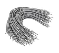 PATIKIL 6 Inch Elastic Barbed Cord, 50 Pcs 2mm Loop Stretch Round String with Metal Barb Fasteners for Hats Masks Menus Crafting Book, Gray (16.5cm)