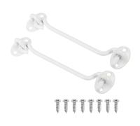 PATIKIL 6 Inch Hook Eye Latch, 2 Pack Carbon Steel Privacy Hook and Eye Latch Gate Latch Lock for Window Sliding Door Barn Door, White