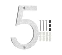PATIKIL 6 Inch House Numbers for Outside, Number 5 ABS Plastic Texture Floating House Number Modern Mailbox Address Door Numbers with Nail Kit for Outdoor Residential Street, Silver Tone