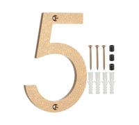 PATIKIL 6 Inch House Numbers for Outside, Number 5 ABS Plastic Texture Floating House Number Modern Mailbox Address Door Numbers with Nail Kit for Outdoor Residential Street, Gold Tone