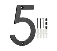 PATIKIL 6 Inch House Numbers for Outside, Number 5 ABS Plastic Texture Floating House Number Modern Mailbox Address Door Numbers with Nail Kit for Outdoor Residential Street, Black