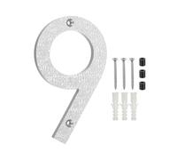 PATIKIL 6 Inch House Numbers for Outside, Number 9 ABS Plastic Texture Floating House Number Modern Mailbox Address Door Numbers with Nail Kit for Outdoor Residential Street, Silver Tone
