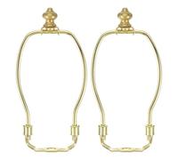 PATIKIL 6 Inch Lamp Harp Kit with 1 Inch Height Solid Brass Finial, 2 Set Heavy Duty Bracket with Standard Saddle & Finial Detachable Shade Holder for Table Floor Lamps, Gold