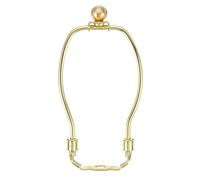 PATIKIL 6 Inch Lamp Harp Kit with 17.5mm Solid Brass Ball Finial, 1 Set Heavy Duty Bracket with Standard Saddle & Finial Detachable Shade Holder for Table Floor Lamps, Gold