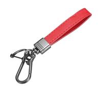 PATIKIL 6 Inch Leather Keychain, Leather Key Fob Wristlet Car Key Chain Ring Clip with Anti-Lost D Ring Keychain Accessories Fit for Home Car, Red