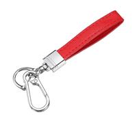 PATIKIL 6 Inch Leather Keychain, Metal Leather Key Fob Wristlet Car Key Chain Ring Clip with Anti-Lost D Ring Keychain Accessories Fit for Home Car, Red