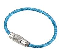 PATIKIL 6 Inch Length Wire Keychain Cable, 5 Pack Stainless Steel Key Ring Loop for Outdoor Hiking Sport, Blue