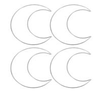 PATIKIL 6 Inch Moon Dream Catcher Rings, 4 Pcs Metal Christmas Macrame Wreath Floral Ring Hoop for Home Car DIY Craft Wedding Wall Hanging Decoration, Light Silver