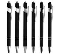 PATIKIL 6 Pack 2 in 1 Metal Pen with Stylus Tip, Black Ink, 1.0mm Medium Point, Compatible with Smartphone, Tablet, Laptop