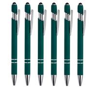 PATIKIL 6 Pack 2 in 1 Metal Pen with Stylus Tip, Black Ink, 1.0mm Medium Point, Touch Screen Compatible, Dark Green