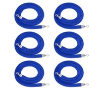 PATIKIL 6 Pack Blue Velvet Stanchion Rope, 6 Ft Crowd Control Ropes Barrier Hanging Rope with Stainless Steel Silver Plated Hooks for Carpet Events Movie Theaters Opening Activities