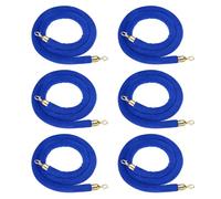 PATIKIL 6 Pack Blue Velvet Stanchion Rope, 6 Ft Crowd Control Ropes Barrier Hanging Rope with Stainless Steel Gold Plated Hooks for Carpet Events Movie Theaters Opening Activities