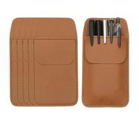 PATIKIL 6 Pack Leather Pocket Protector, MultiPurpose Pen Pocket Protector Pen Holder Organizer Pouch Pencil Sleeve for Heavy Duty Shirts Lab Coats Pointers Notes Card Office, Brown