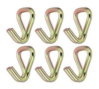 PATIKIL 6 Pack Ratchet Double J Hook Load 5511 LBS for 6mm Tie Down Strap Webbing on Car Truck Trailers Towing Strap, Gold
