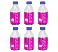 PATIKIL 6 Pack Reagent Media Storage Bottles, 1000ml Borosilicate Glass Graduated Round Bottles with GL32 Blue Screw Cap for Lab Water Reagent Liquids, Clear