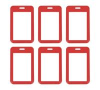 PATIKIL 6 Pack Sliding Clear Badge Holder, Plastic ID Badge Holder Double Sided Windows Vertical ID Protector for Credit Cards Proximity Key Cards, Red