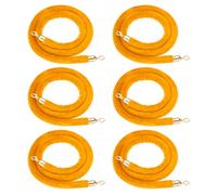 PATIKIL 6 Pack Yellow Velvet Stanchion Rope, 6 Ft Crowd Control Ropes Barrier Hanging Rope with Stainless Steel Gold Plated Hooks for Carpet Events Movie Theaters Opening Activities