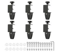 PATIKIL 6 Pcs 1/8" to 1/2" Adjustable Desk Divider Partition Clips, Aluminum Sneeze Guard Support Clamps Desktop Divider Clips for Offices Stores, Counter Privacy Panel,Black