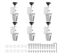 PATIKIL 6 Pcs 1/8" to 1/2" Adjustable Desk Divider Partition Clips, Aluminum Sneeze Guard Support Clamps Desktop Divider Clips for Offices Stores, Counter Privacy Panel,Silver