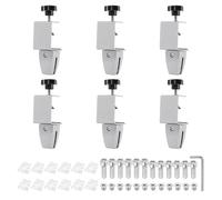 PATIKIL 6 Pcs 1/8"to 1/2" Adjustable Desk Divider Partition Clips, Aluminum Sneeze Guard Support Clamps Desktop Divider Clips for Offices Stores, Counter Privacy Panel,Silver