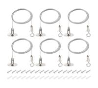 PATIKIL 6 Pcs Adjustable Picture Hanging Wire Kit, 2m/6.6ft Fit for 1.5mm Wire Heavy Duty PVC Coated Stainless Steel Wire Rope Hanger Hardware with Hanging Disc for Hanging Mirrors, Frames