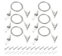 PATIKIL 6 Pcs Adjustable Picture Hanging Wire Kit, 2m/6.6ft Fit for 1.5mm Wire Heavy Duty Stainless Steel Wire Rope Hanger Hardware with 180 Degree Rotary Hook for Hanging Mirrors, Frames