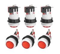 PATIKIL 6 Pcs Arcade Push Button with Micro Switch, 5A 12/24V American Style Push Button Control Switches for 28mm Arcade Hole Electronic Reset Interface Keyboard, Red