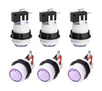 PATIKIL 6 Pcs Arcade Push Button with Micro Switch, 5A 12/24V American Style Push Button Control Switches for 28mm Arcade Hole Electronic Reset Interface Keyboard, Purple
