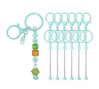 PATIKIL 6 Pcs Beadable Keychains Bars, Metal Beaded Keychain Blanks Bulk Making Supplies Kit with Lobster Hook for Pendant DIY Art Crafts, Mint Green