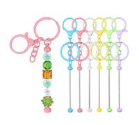 PATIKIL 6 Pcs Beadable Keychains Bars, Metal Beaded Keychain Blanks Bulk Making Supplies Kit with Lobster Hook for Pendant DIY Art Crafts, 6 Colors