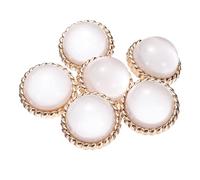 PATIKIL 6 Pcs Coat Buttons,25mm Dome Shimmer Layer Sewing Metal Shank Buttons with Alloy Base Single Hole for Sewing Crafts Projects, Coats, Jackets, DIY Decoration, White