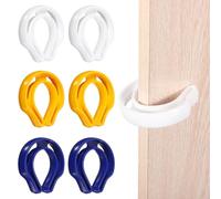 PATIKIL 6 PCS Door Pinch Guard, Door Slam Stopper Finger Pinch Guard Slam Preventer Durable First Responder Wedge C Shaped Plastic for Slamming Doors Pets Locked in Rooms,Yellow White Blue