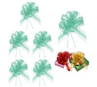 PATIKIL 6 Pcs Large Pull Bow Gift Wrapping, 9 Inch Ribbon Organza Teal Bows for Gift Wrapping Wedding Baskets Car