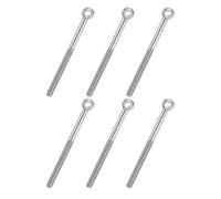 PATIKIL 6 Pcs M6x75mm Shoulder Swing Lifting Eye Bolt, 304 Stainless Steel Metric Half Tooth Thread Fisheye Eye Slip Hole Screw Rigging Bolt Metal Fasteners Screws, Silver Tone