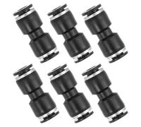 PATIKIL 6 Pcs Straight Union Push to Connect Fitting, 3/16" x 1/4" OD Tube Reducer Connector Quick Push Lock Adapter Air Hose Fitting for Pneumatic System Pipeline Connection, Black