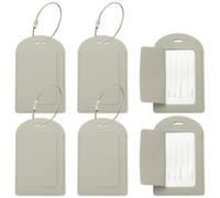 PATIKIL 6 Pcs Suitcase Tags, Gray Leather Luggage Name Tags Travel Accessories Airplane Travel Essentials for Flying Hotel Check in Luggage Bags Men Women, Sideways Flip