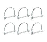 PATIKIL 6 Pcs Trailer Coupler Pins, 1/4" x 2.4" (6.3mm x 60mm) Safety Wire Lock Hitch Pin Arch Shaft Spring Locking Clip Half Round for Farm Trailers Lawn Garden Wagons, Silver