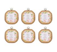 PATIKIL 6 Pieces 2.9" x 2.9" Octagonal Embroidery Hoops Frame Round Imitated Wood Circle Cross Stitch Hoop Ring for Embroidery Art Craft Handy Sewing Decoration, Brown