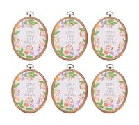 PATIKIL 6 Pieces 4.7"x3.5" Embroidery Hoops Frame Imitated Wood Oval Cross Stitch Hoop Ring for Embroidery Art Craft Handy Sewing Decoration