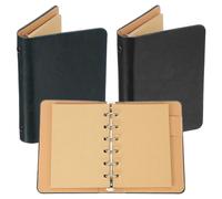 PATIKIL 6 Ring Binder Cover, 2 Pack A7 Kraft Leather Notebook Binder Mini Refillable Loose Leaf Personal Planner with 50 Sheets Paper, Dark Green/Black