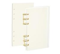 PATIKIL 6 Ring Binder Notebook Cover, A6 Acrylic Binder Notebook 2 Gold Metal Round Rings with 90 Sheets Dot Inner Papers for Travel Office Planner Budget, Clear