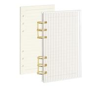 PATIKIL 6 Ring Binder Notebook Cover, A6 Strip Acrylic Binder Notebook 2 Gold Metal Round Rings with 90 Sheets Lined Inner Papers for Travel Office Planner Budget, Clear