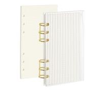 PATIKIL 6 Ring Binder Notebook Cover, A6 Strip Acrylic Binder Notebook 2 Gold Metal Round Rings with 90 Sheets Dot Inner Papers for Travel Office Planner Budget, Clear
