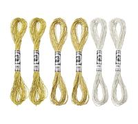 PATIKIL 6 Skeins Embroidery Floss, Metallic Embroidery Thread Nylon Threads Bracelets String for Cross-Stitch Hand Embroidery, Gold/Silver/Light Gold